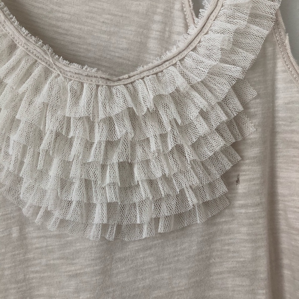Oatmeal Racerback Tank with Ruffles - Picture 6 of 11
